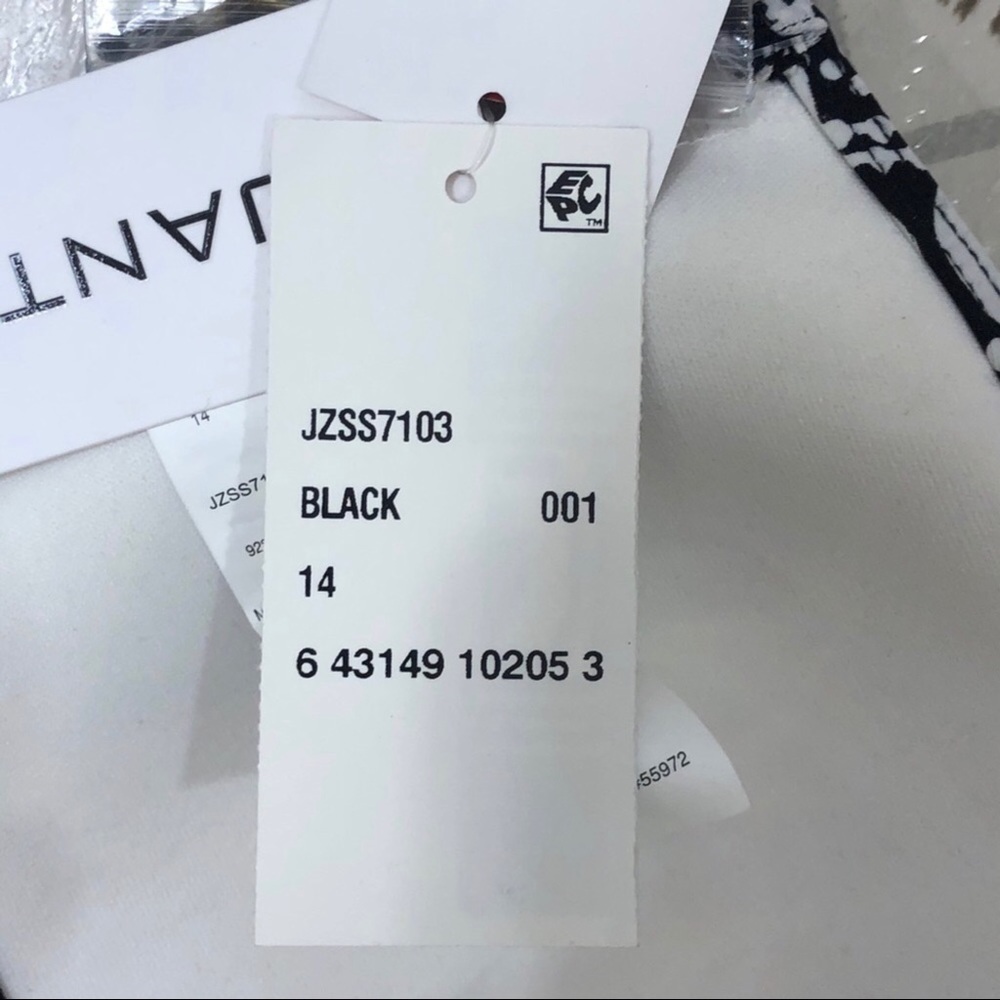 Jantzen Dahlias Garden Bandeau Bikini Top Size 14 Black White Swim Top JZSS7103 - Picture 8 of 8